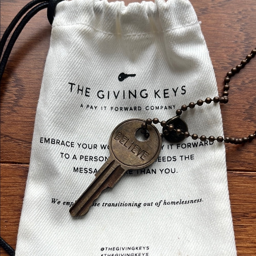 The Giving Keys Brown 'Believe' Key Necklace